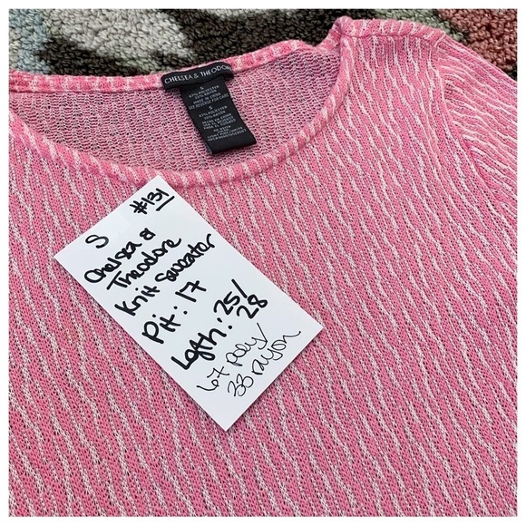 #131 Chelsea & Theodore Pink Knit Sweater Tunic Blouse Top Shirt Women’s Small - Picture 3 of 3